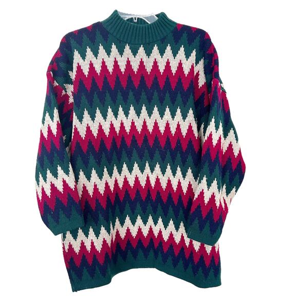 Vintage New Concepts Chevron Grandpa Sweater Sz L - Picture 5 of 5